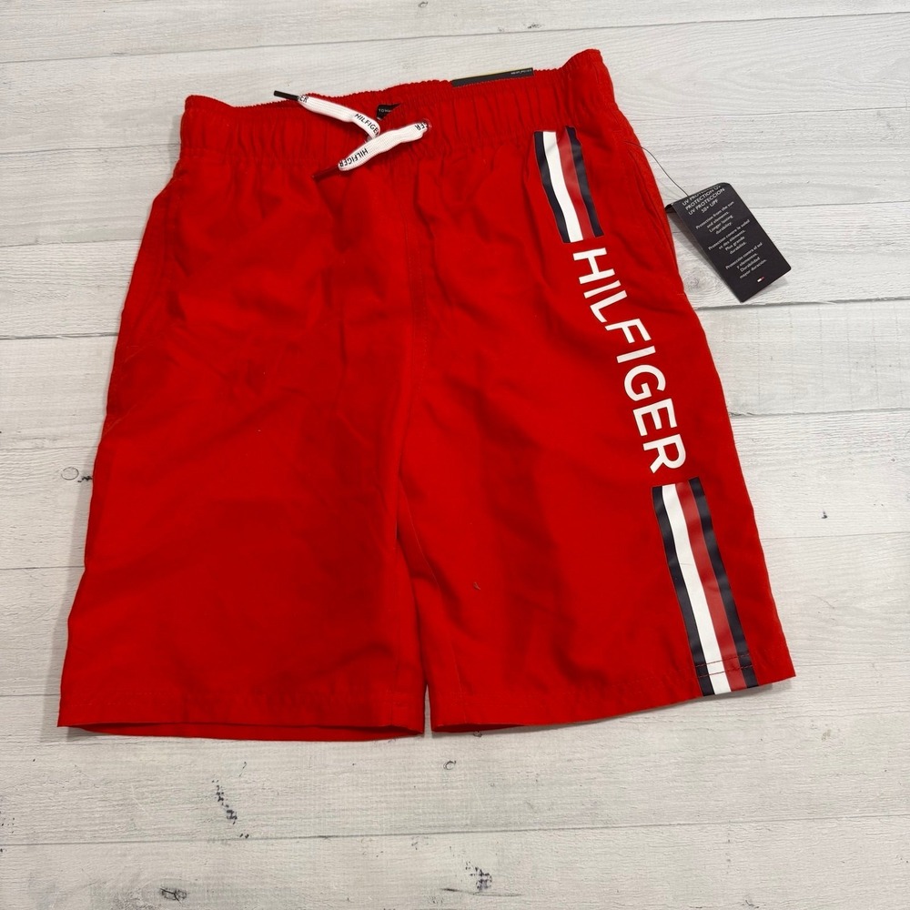 Tommy Hilfiger boys red swim shirt‎ size 12/14 NEW
